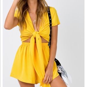 Yellow Front- Knotted Romper